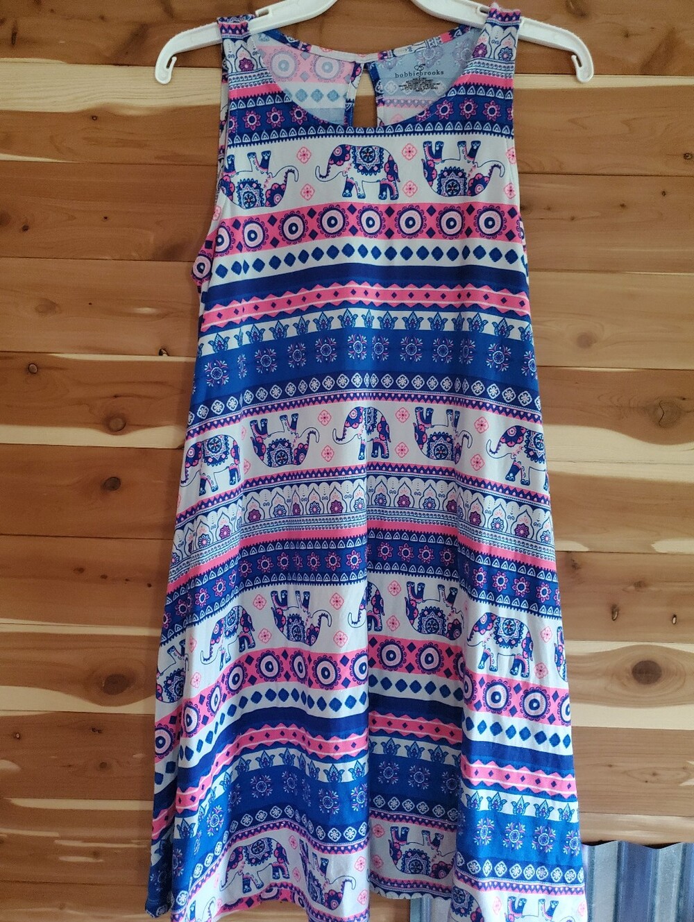Bobbie Brooks Blue & Pink Elephant-Print Skater Skirt